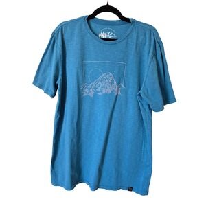 United By Blue Mens XL T-Shirt Blue Organic Cotton Mountain Graphic Slub Tee